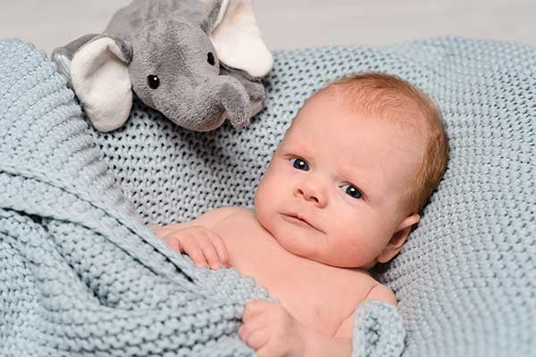 Babyfoto mit Stofftier